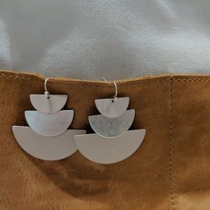 Blush pink and silver chunky earrings